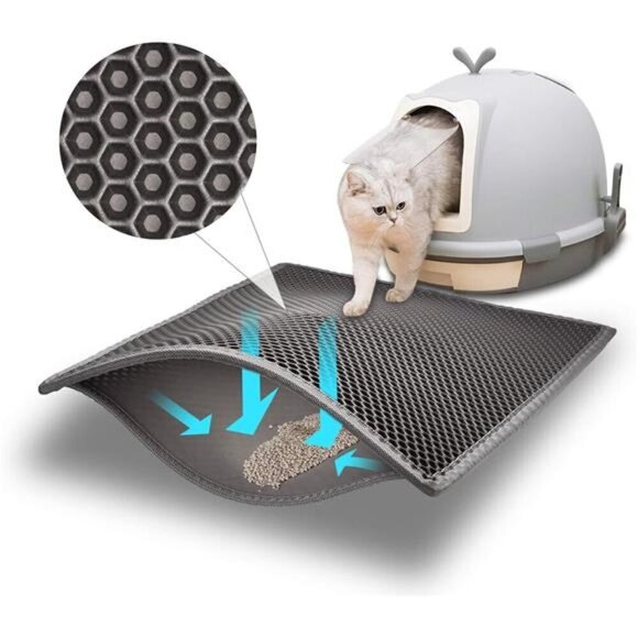 Other - Cat Litter Mat Waterproof Double Layer Trap Urine Proof Easy Clean Gray EVA
